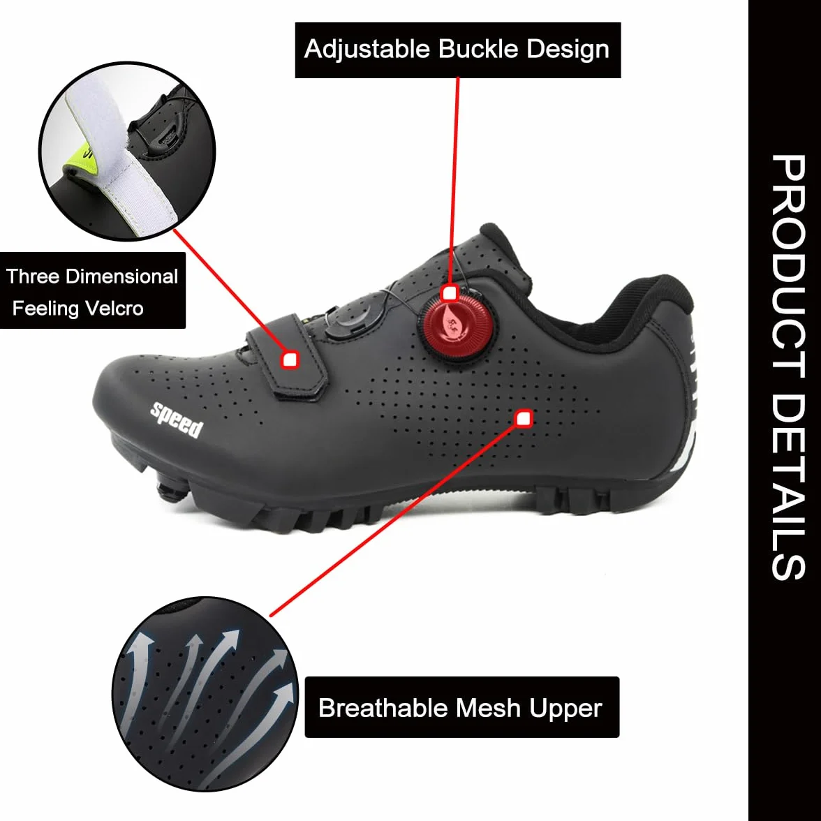 Hixingo Zapatilla de Ciclismo Hombre, Zapatos Bicicleta de Montaña Exterior MTB Compatibles con SPD Lock System, Zapatillas de Ciclismo Unisex Adulto Respirables