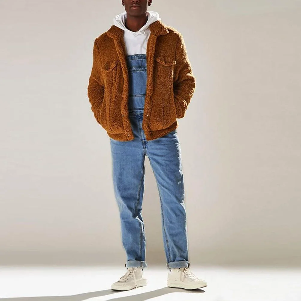 Peto Vaquero Hombre Retro Denim Jeans de Trabajo Bolsillo Suelto Jumpsuit