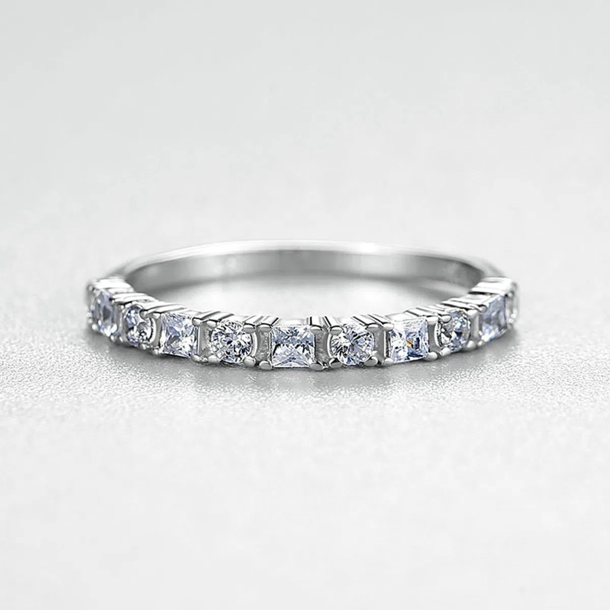 Anillo de compromiso de oro blanco de 9 K/14 K/18 K, anillo de boda con diamante creado en laboratorio, alianzas de boda Au 375/585/750, oro blanco, talla 47-65