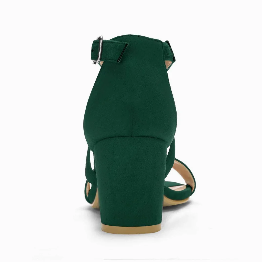 Allegra K Crisscross Ankle Strap Block Heel Sandals Sandalia de tacónMujer