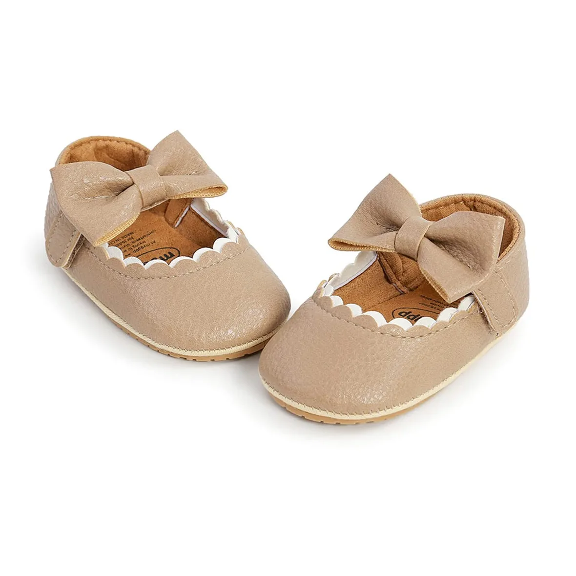 LAFEGEN Zapatos para caminar para bebés y niñas, parte inferior dura, antideslizantes, de piel sintética, para exteriores, zapatillas de cartón para niños pequeños para primera caminata (3-18 meses)