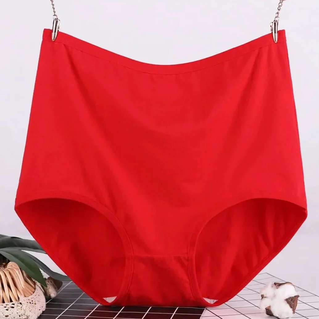 Bragas de algodón para mujer, 3 piezas, ropa interior de cintura alta, transpirables, color liso