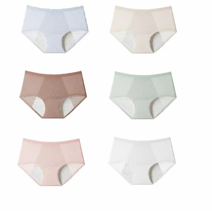 6 Piezas de Bragas de Algodón a Prueba de Fugas para Adolescentes Bragas para El Período Bragas Posparto Bragas Menstruales Ropa Interior Absorbente Bragas a Prueba de Fugas para Flujo Abundante Mu
