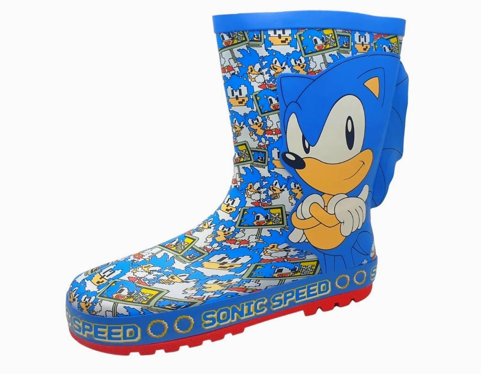 Sonic The Hedgehog Botas de lluvia de goma azul para niños