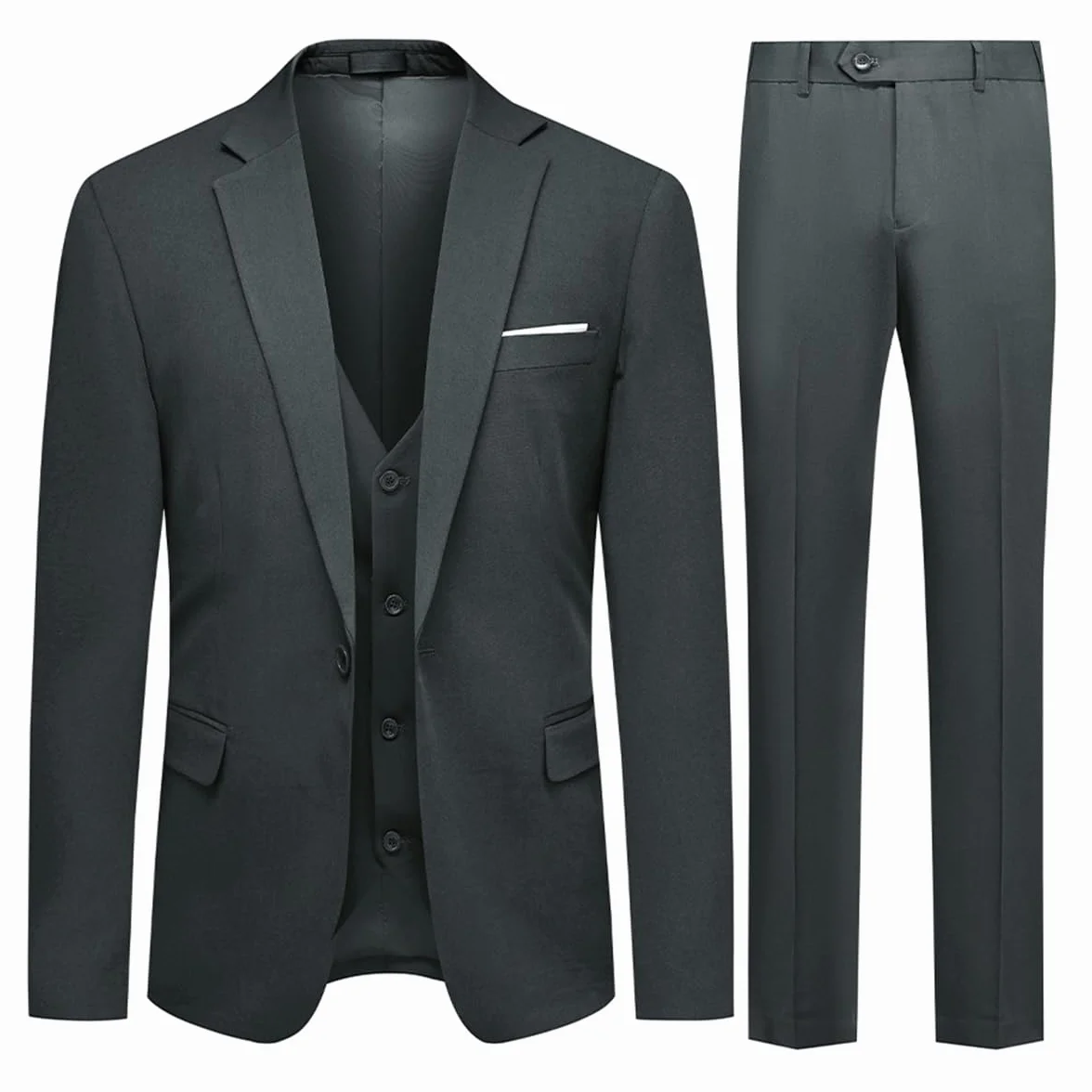 Allthemen Trajes de Hombre 3 Piezas Boda un botón Solapa Slim Fit Chaqueta Formal Color sólido clásico