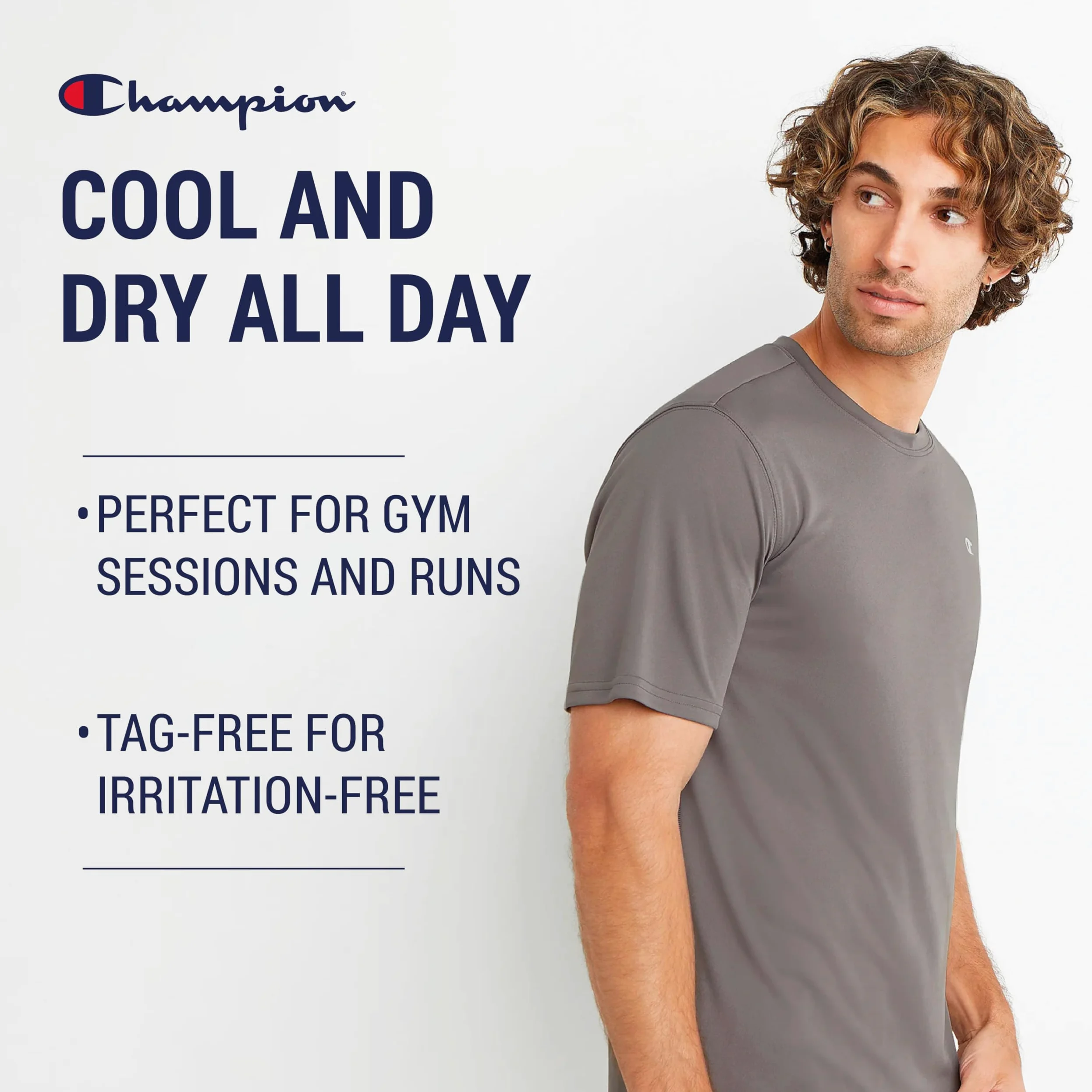 Champion Camisetas para hombres grandes y altos, paquete de 2 camisetas que absorben la humedad