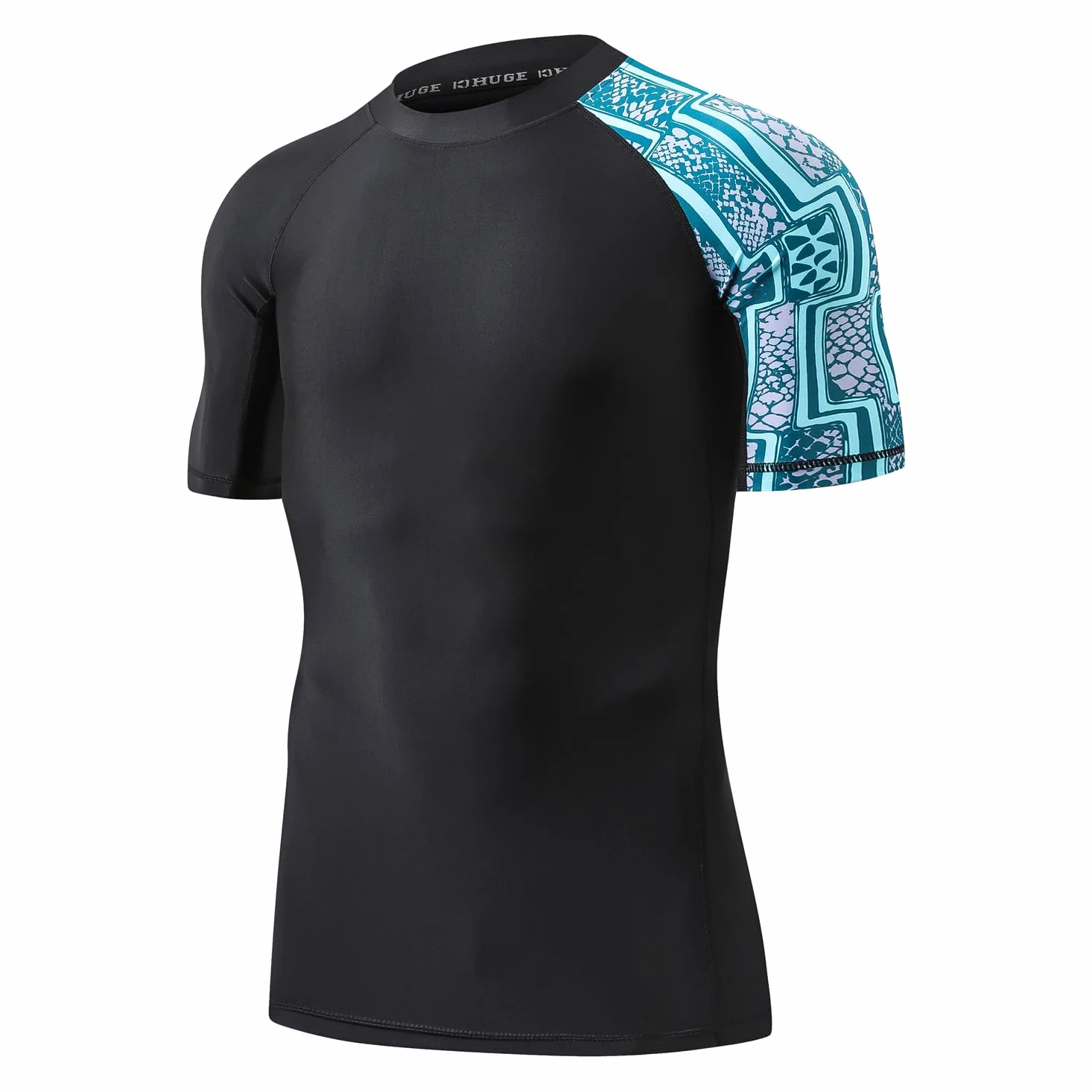 HUGE SPORTS Protección solar UV UPF 50+ Skins Rash Guard de manga corta para hombre