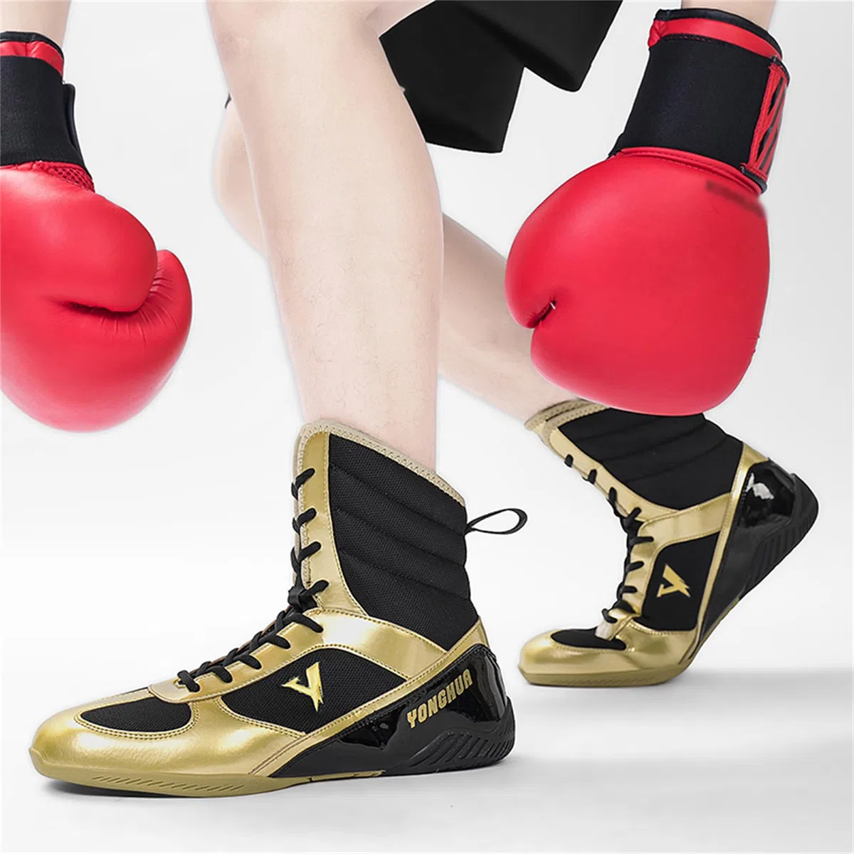 Zapatillas Boxeo Hombre Caña Alta Zapatos Lucha Libre Profesional