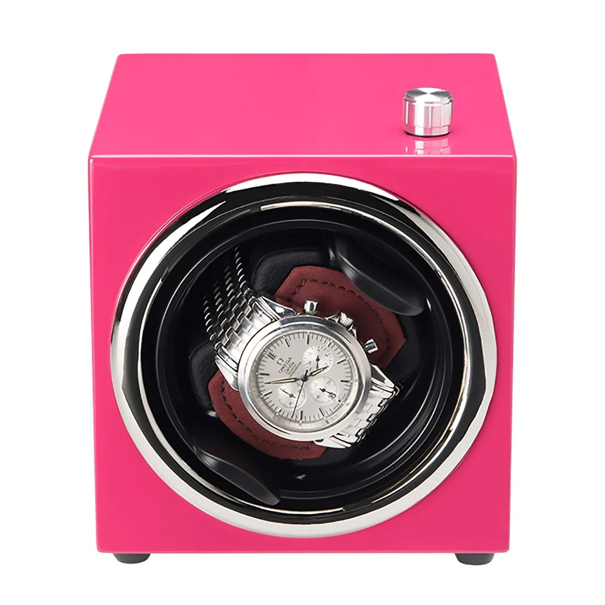 Mini Reloj de 1 Ranura, agitador, Rosa, Azul, Negro, Relojes mecánicos, Soporte de exhibición de bobinado automático, portátil para el hogar (Caja de exhibición de Reloj)