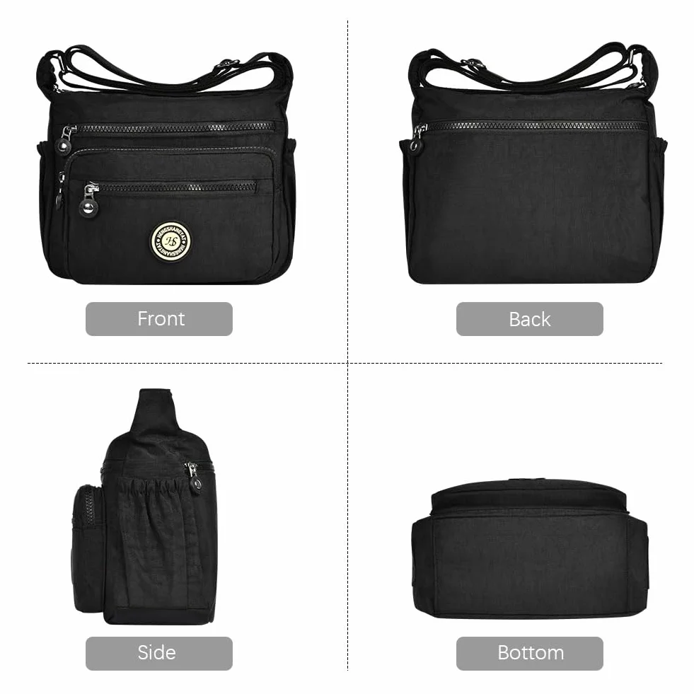 Aucuu Bolso Bandolera Mujer, Impermeable Nailon Crossbody Bolso, Grande Crossbody Bolsos con Correa Ajustable, Múltiples Bolsillo, para Viajar, Escuela, Compras, Trabajo