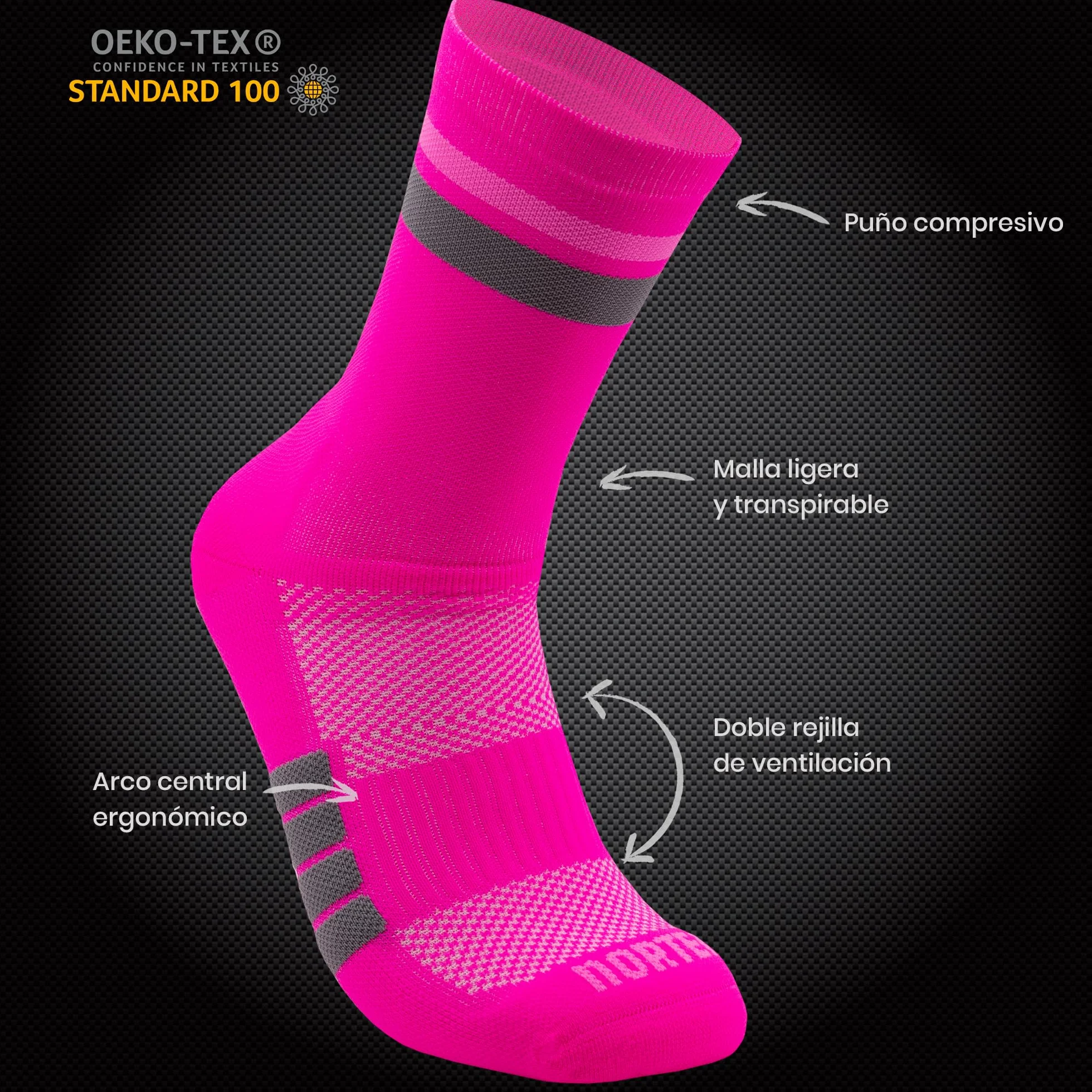 NORTEI Calcetines Running y Trail Acolchados Media Caña, Compresivos y Antideslizantes