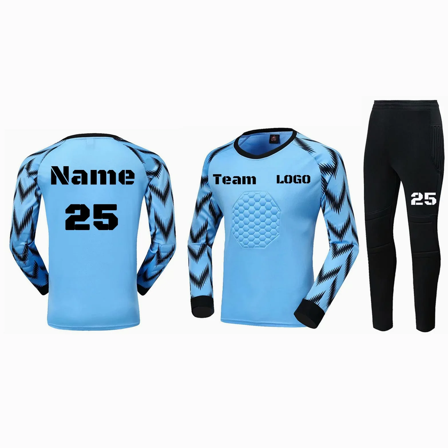 Jersey de Portero de fútbol Camisetas y Pantalones de Portero de fútbol Personalizados con Nombre y número Logotipo del Equipo para niños y Adultos