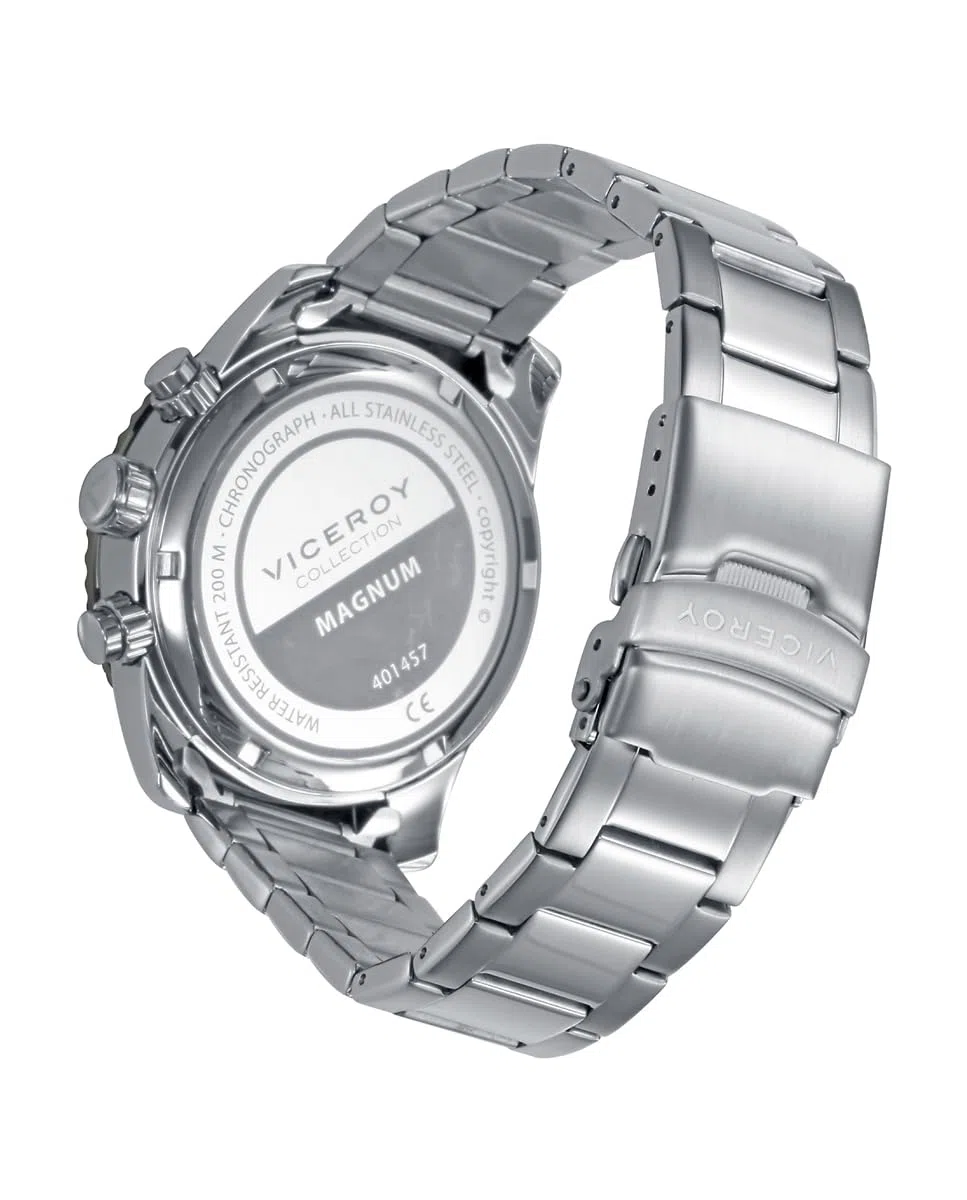 Viceroy Reloj Cronógrafo Hombre de Acero Inoxidable - 45 mm - Movimiento de Cuarzo - Caja Bitono - Acabado Dorado - 401457