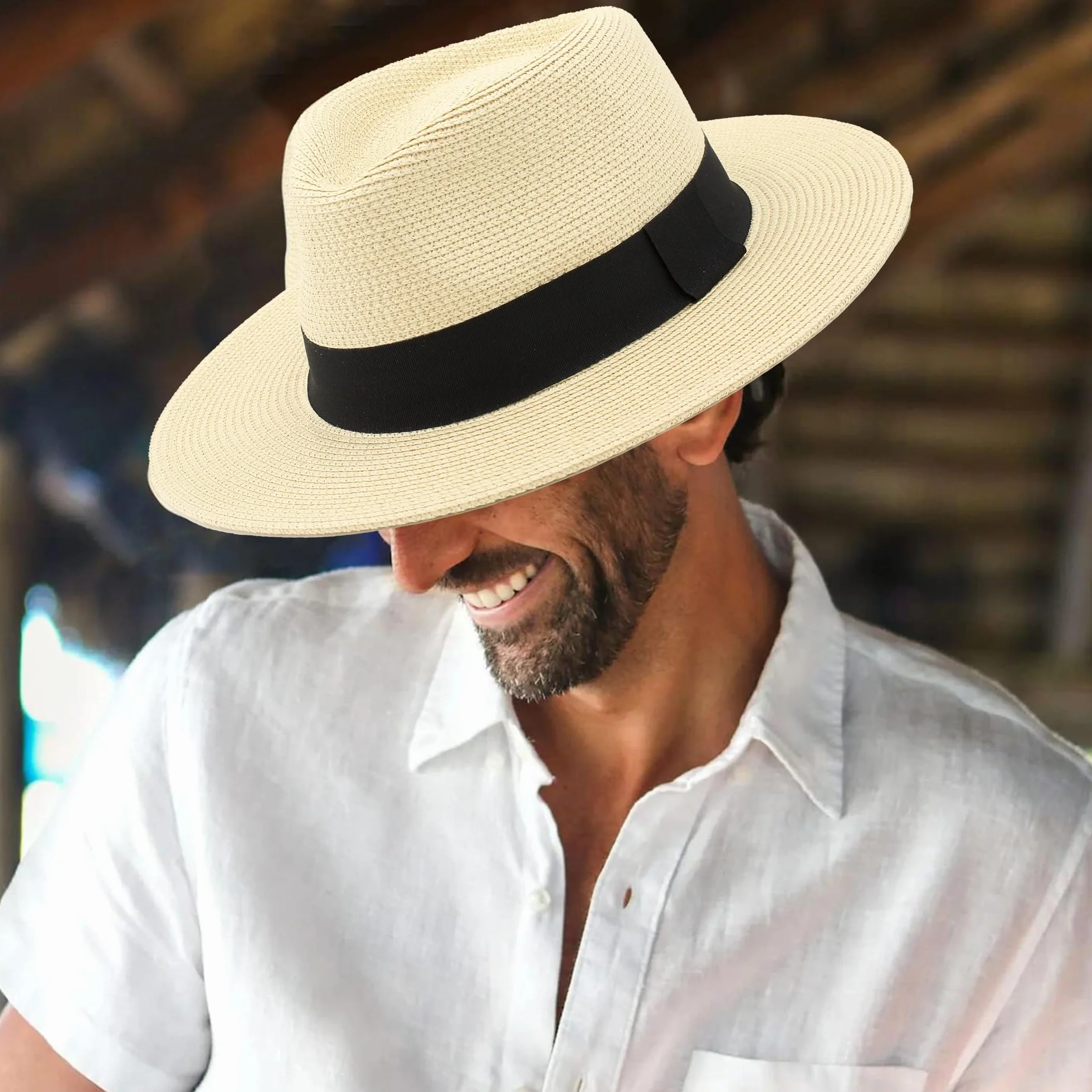 Sombrero Panamá de Paja UPF 50 Plegable Ala Ancha Unisex