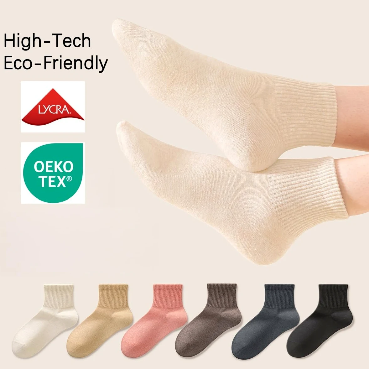 Calcetines altos para mujer, puntera sin costuras, alta elasticidad, suaves por encima del tobillo, para mujeres y niñas, talla 6-10