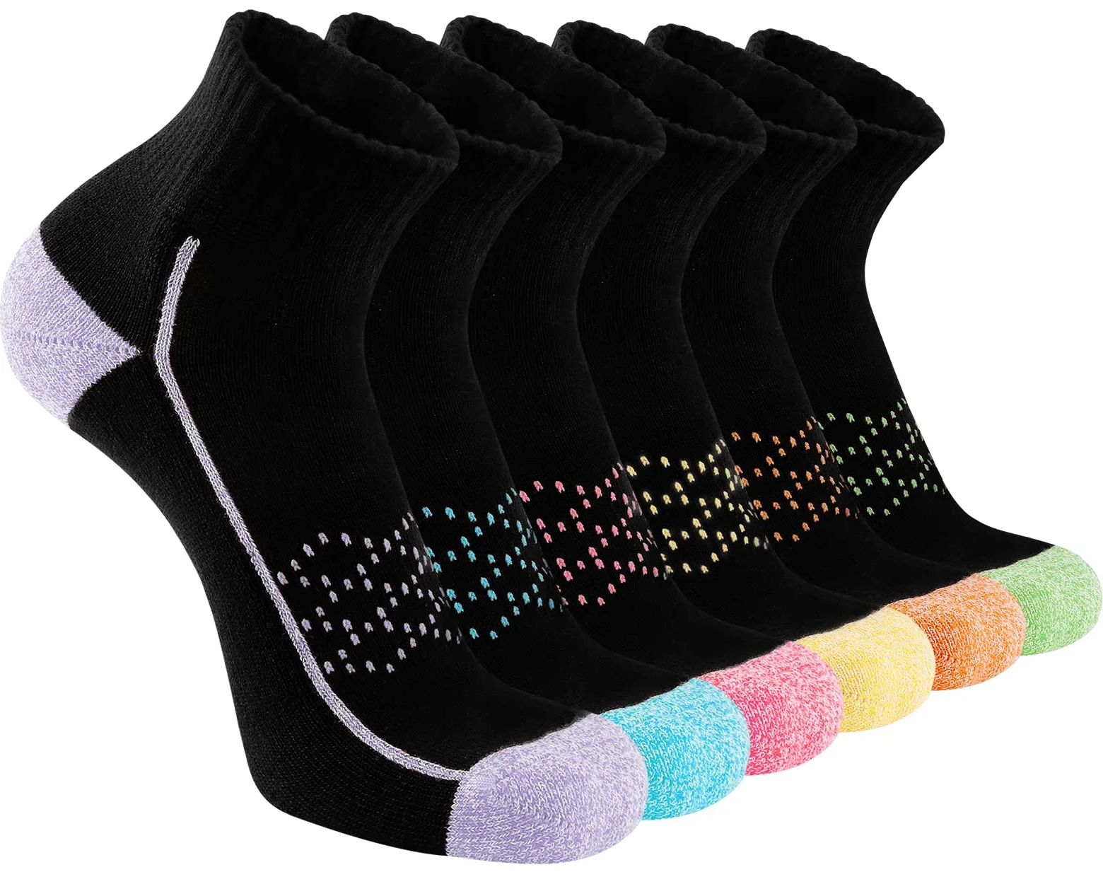 Hepsibah Calcetines deportivos de algodón grueso acolchado de corte bajo para mujer, paquete de 6