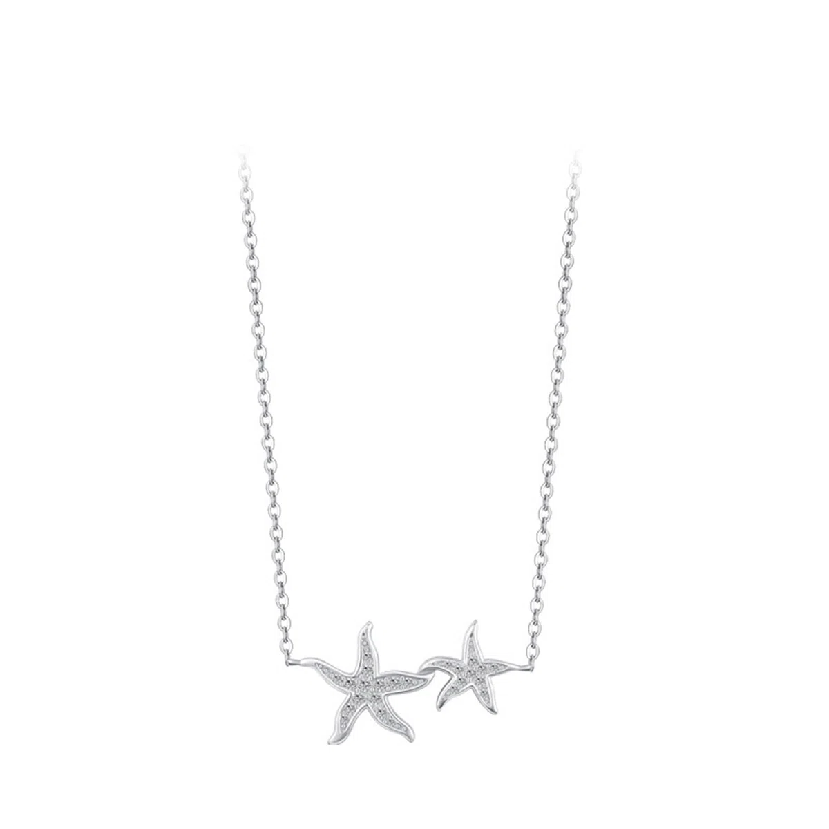 Collar de estrella de mar de 9 quilates para mujer, cadena de oro blanco de 9 quilates, 14 quilates y 18 quilates con moissanita, collares de cadena de cable alargado para mujer, 40 + 5 cm