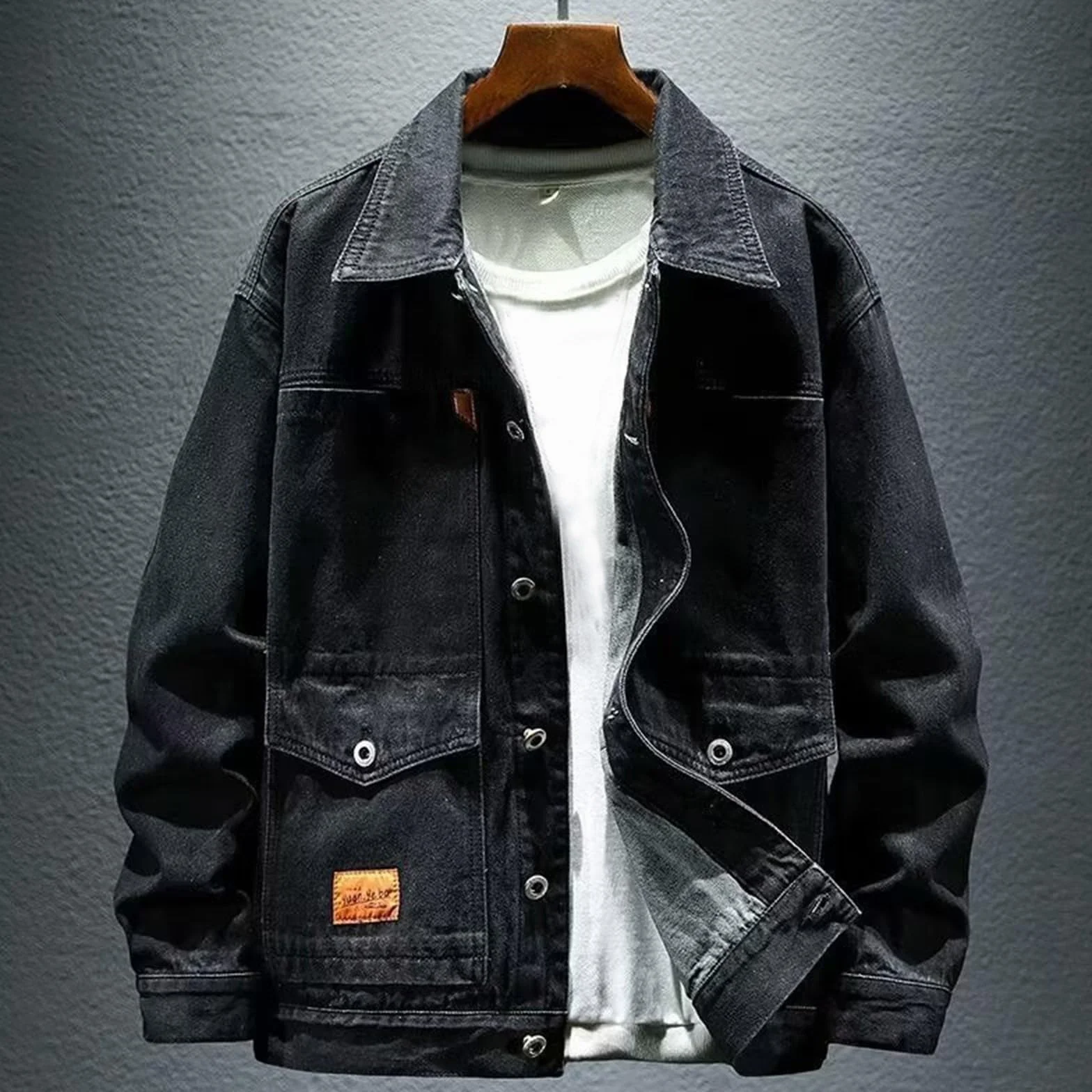 Chaqueta vaquera motero hombre clásica vintage abrigo camionero