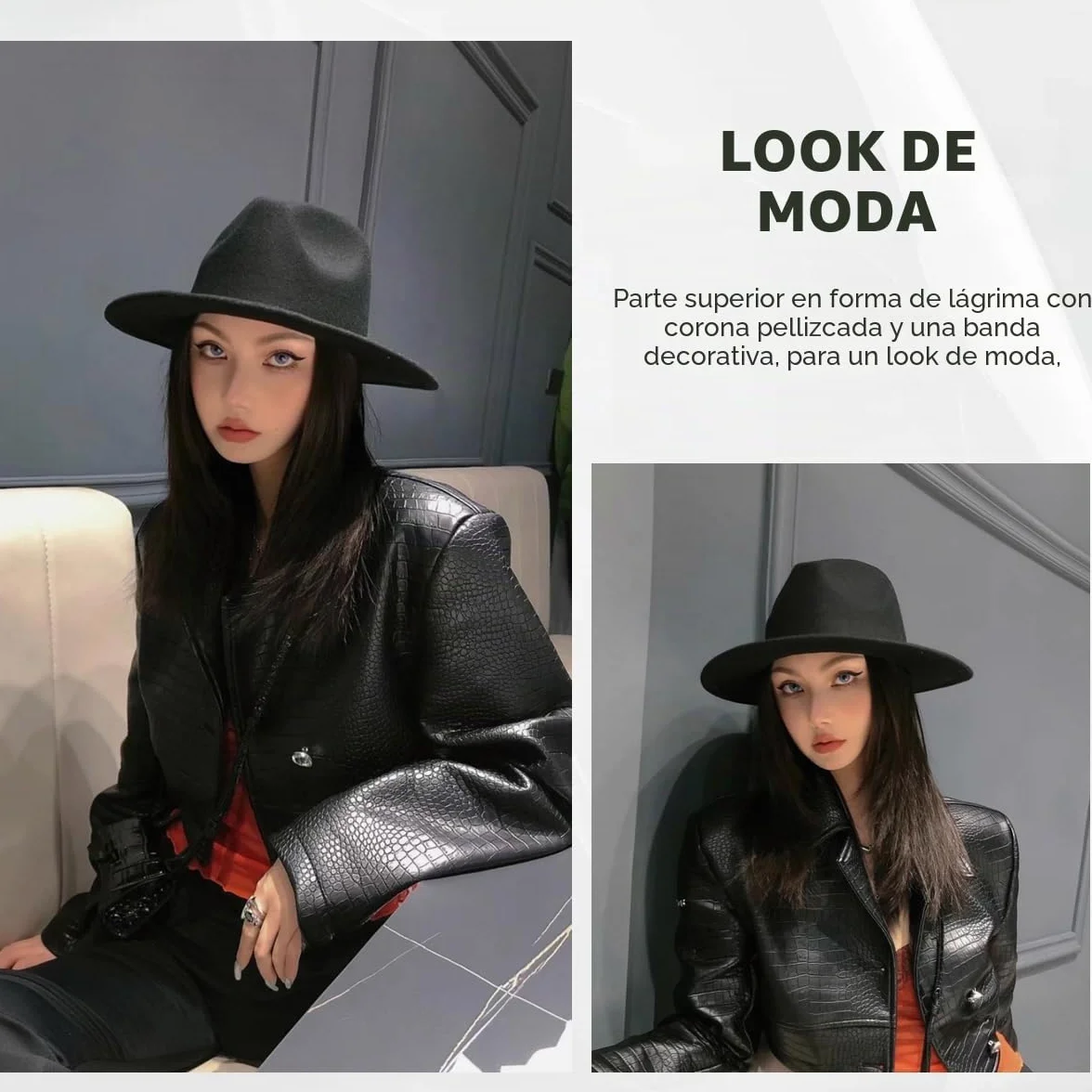 QUUPY Sombrero Fedora clásico de ala ancha con hebilla de cinturón, sombrero de Panamá de fieltro para mujeres y hombres (rojo)