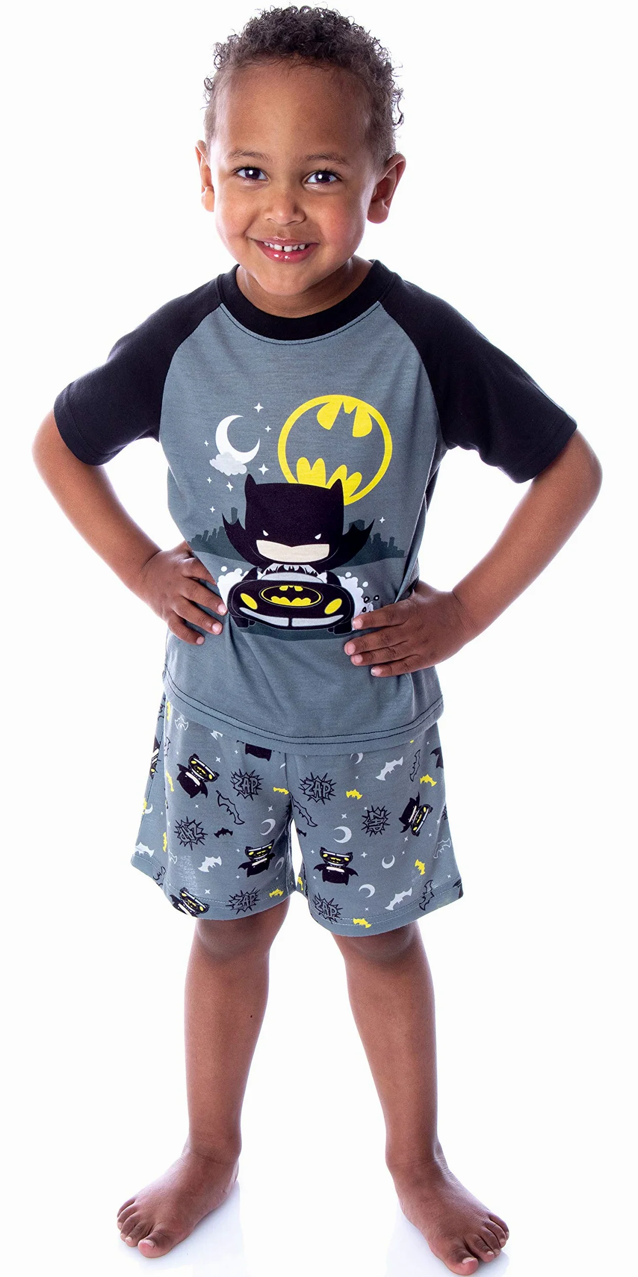 DC Comics - Pijama de Batman para niños pequeños y niñas, juego de pijama de superhéroe de 2 piezas