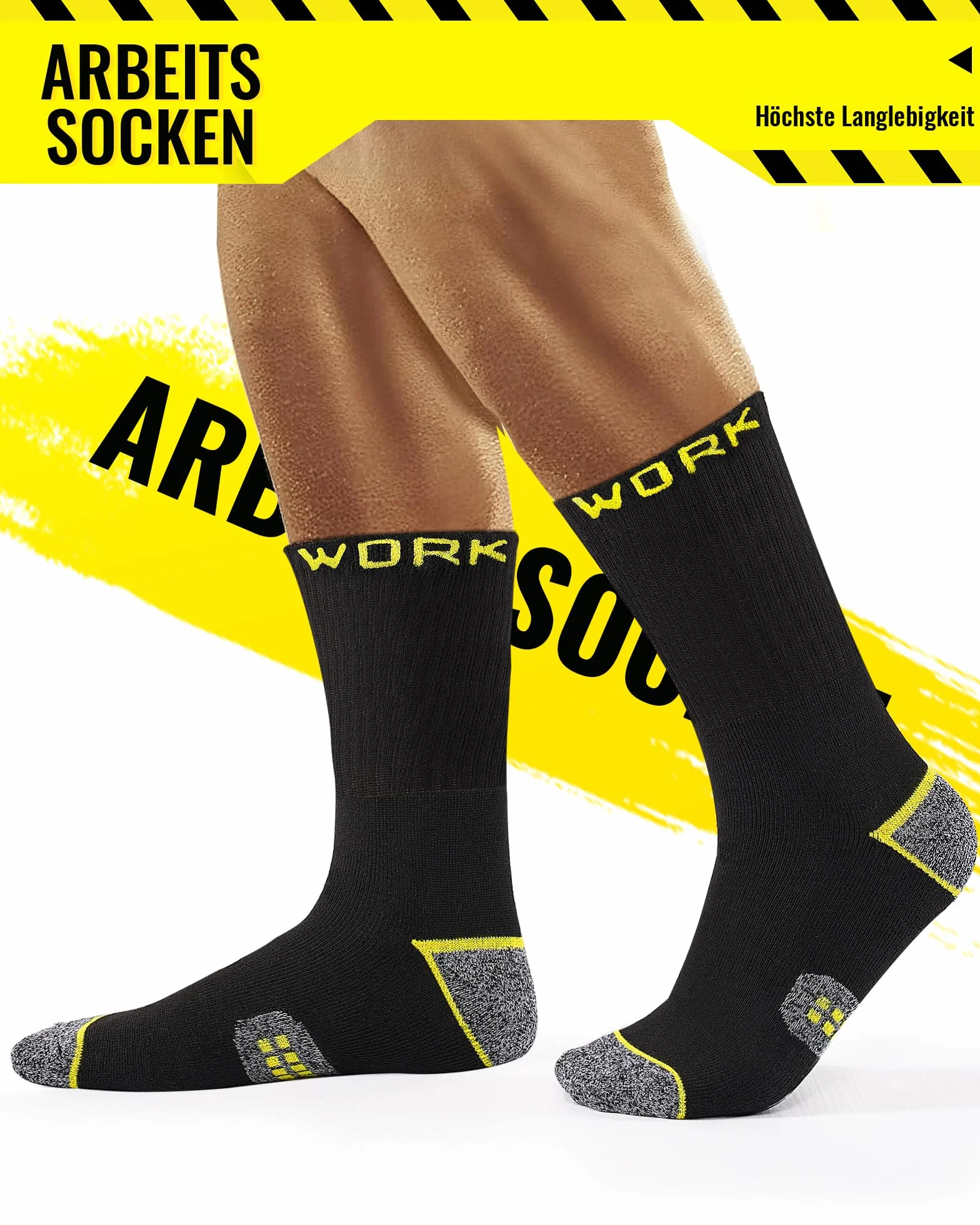 10 Pares Calcetines de Trabajo Hombre, Ideales para Botas, WORK Socks Acolchados y Reforzados, Calcetines Funcionales y Transpirables con puño Cómodo
