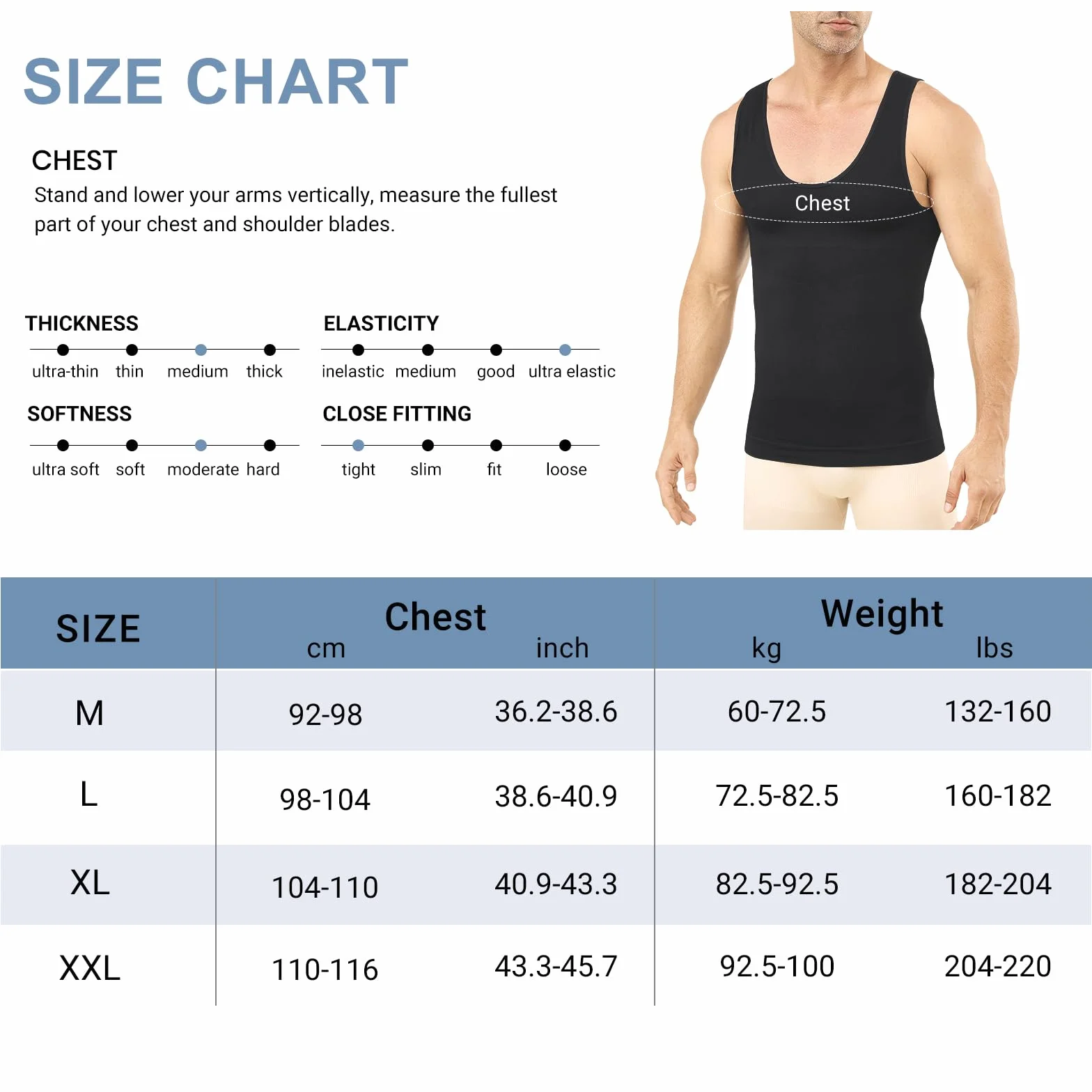 MEETYOO Camiseta Tirantes Hombre，Compresión sin Mangas Adelgazar Moldeador Shaper，Compresión de Manga Larga Hombre T Shirt