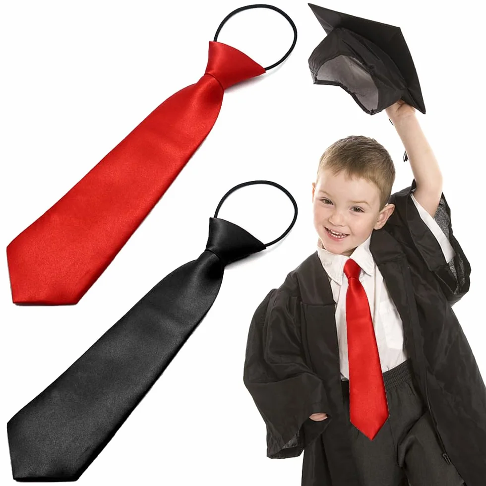 Corbatas Pequeñas Para Niños, Corbata Pre-Atada Elástica, Uniformes Color Sólido, Graduación Boda Mostra