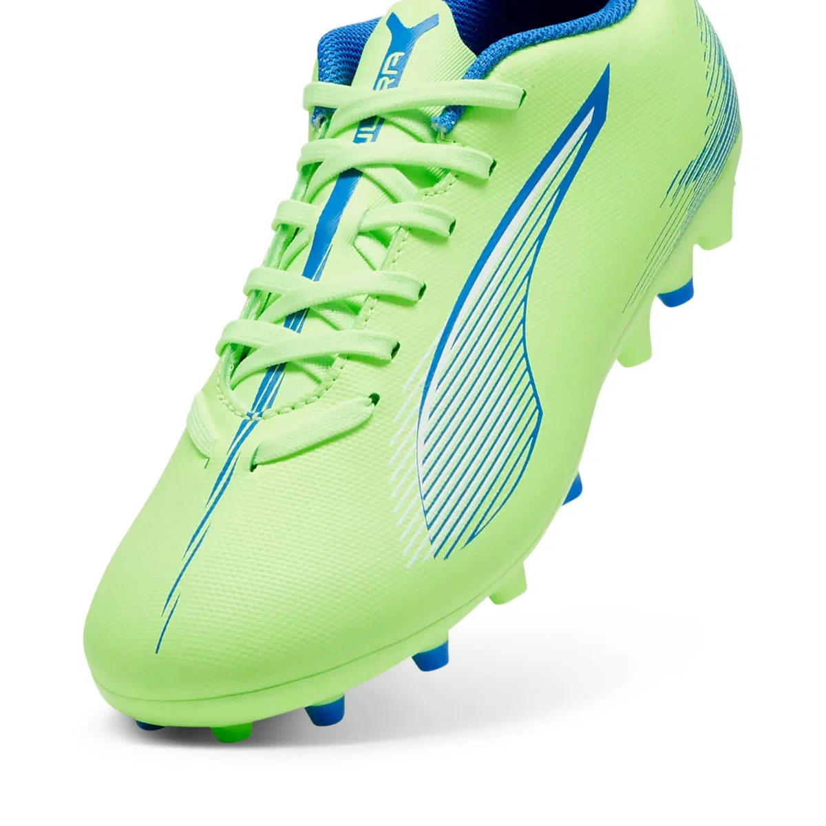 Puma Unisex Youth Ultra 5 Play MG JR Soccer Shoe, Fizzy Apple-Puma White-BLUEMAZING, 33 EU