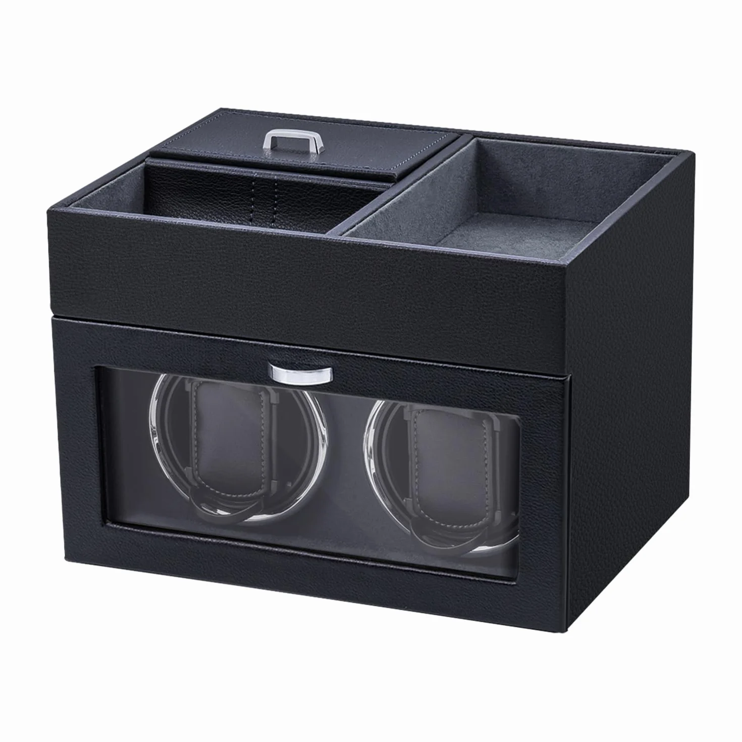 Mcbazel Abridor Automático de Relojes Multifuncional 2 Relojes Pantalla LED Caja Almacenamiento Joyería Motor Silencioso Negro