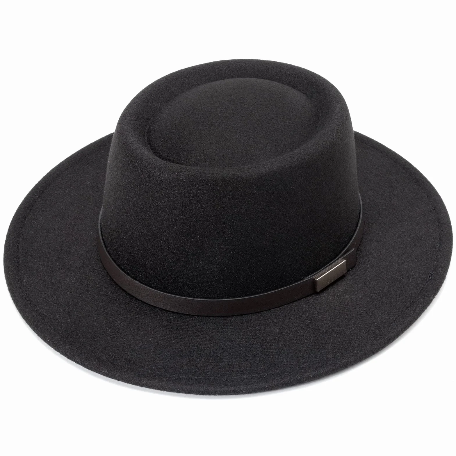 DRESHOW Sombrero de ala ancha Fedora para mujer Hebilla de cinturón Retro Panamá Floppy Hat