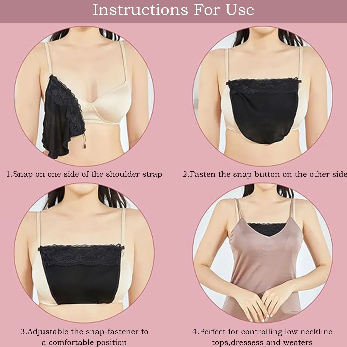 6 Unidades Sujetador Encaje Clip para Mujer - Cubre Escotes Invisibles con Tirantes Ajustables, Top Interior Imitación Elegante sin Costuras, Diseño Cómodo y Discreto para Blusas Escotadas