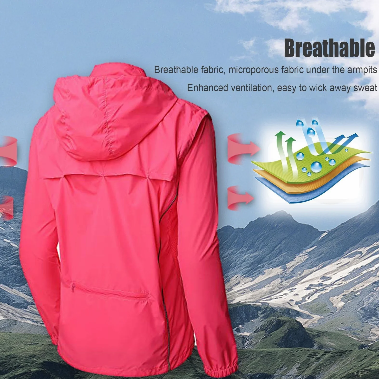 ARMAAN Chaqueta De Ciclismo Para Hombre Con Mangas Desmontables, Impermeable Y Transpirable, Capucha Incorporada Y Cuello Alto, Para Ciclismo Running Actividades Outdoor Caminatas Y Golf