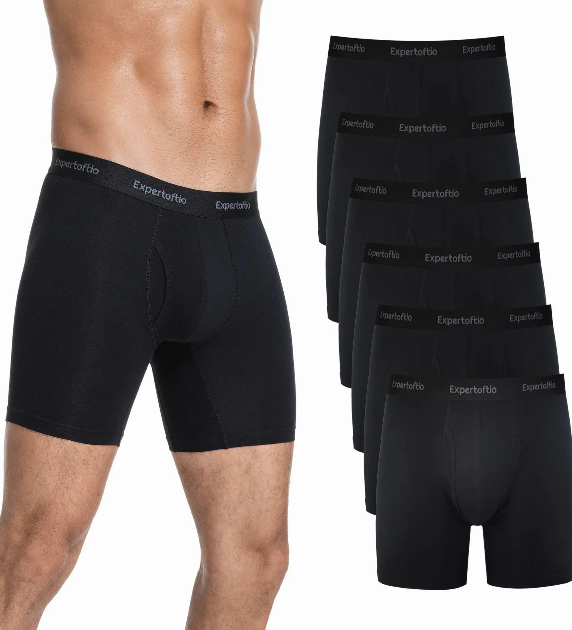Calzoncillos Bóxer Largos Hombre Algodón - Lote de 6 Unidades - Modelo 15 cm (6 Pulgadas) - Ropa Interior Cómoda, Suave, Transpirable para el Día a Día, Deporte o Casa