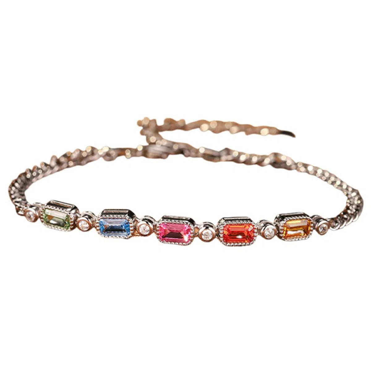 Pulseras para hermana mayor para mujer, cadena de oro blanco de 9 quilates, 14 quilates y 18 quilates con zafiro y moissanita creados en laboratorio de 3,5 quilates, pulseras de abalorios para