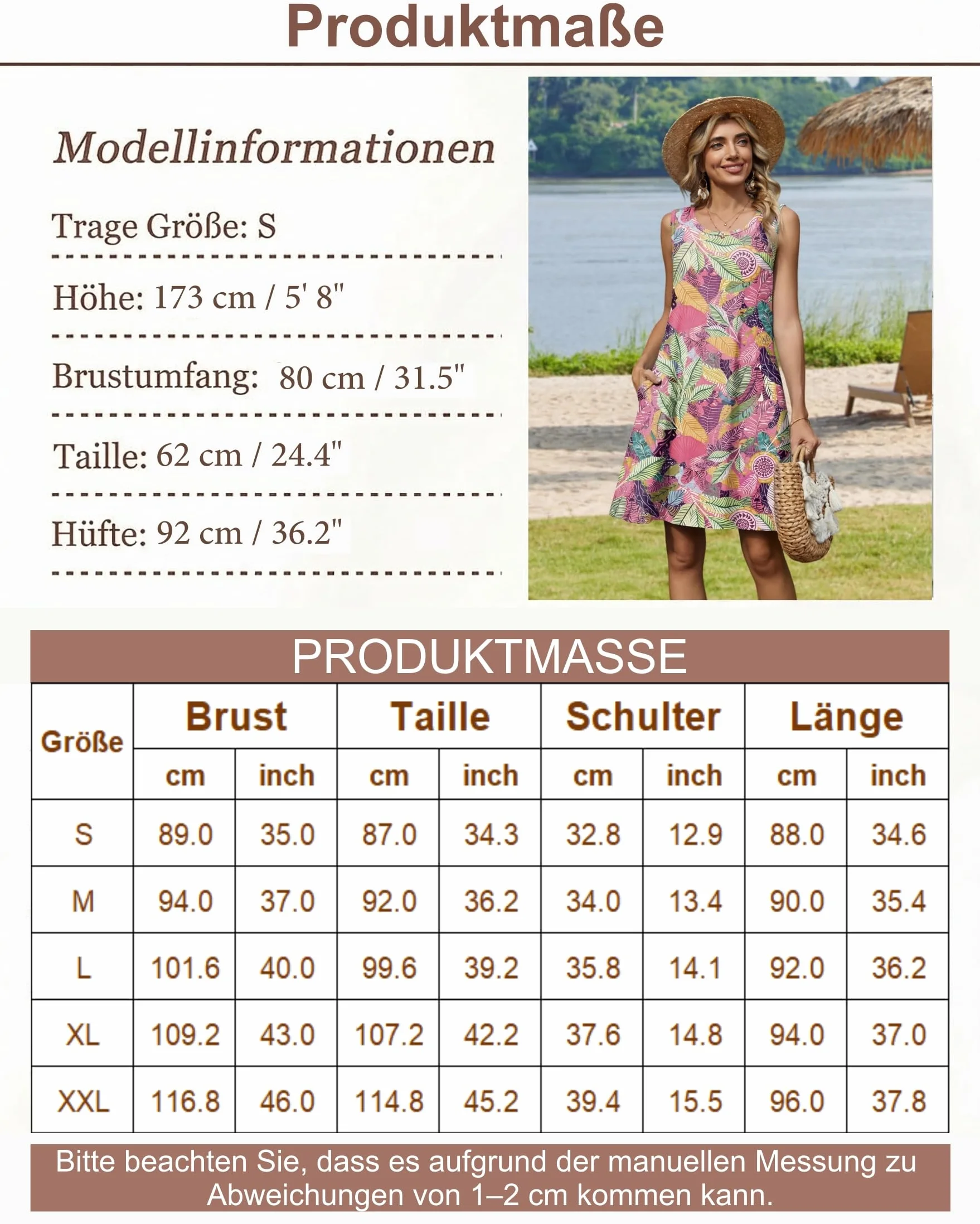 Zeagoo Vestido de Verano para Mujeres Sin Mangas Ligero Vestido de Playa Vestido Floral con Bolsillos