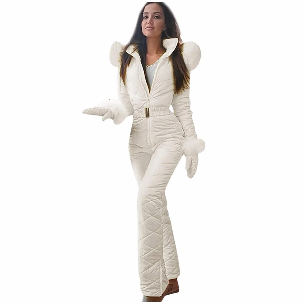 Traje de esquí para mujer mono nieve capucha resistente al agua talla única