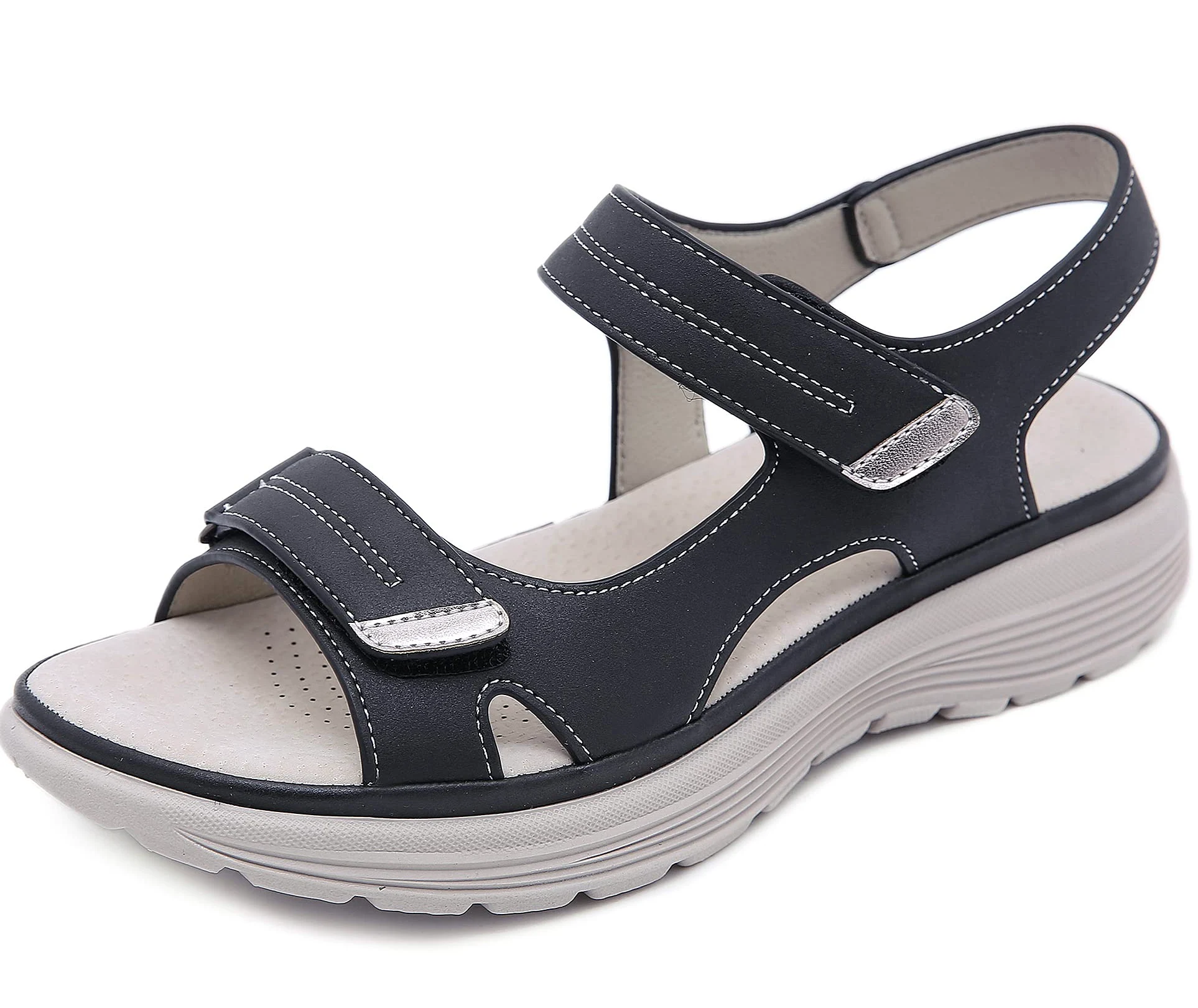 SMajong Sandalias con Punta Abierta Mujer Moda Ortopedicas Comodas Sandalias de Caminar Verano Sling Back Zapatillas de Vestir Ajustable al Tobillo, 36-44 EU
