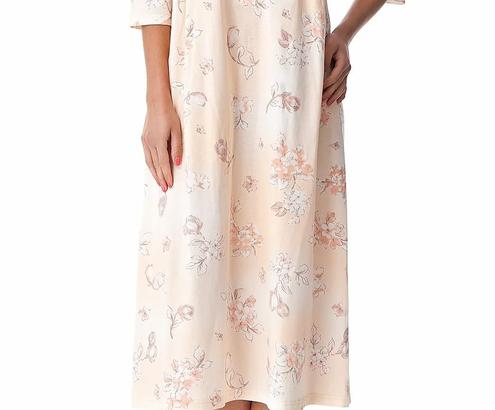 DOROTA Elegante camisón largo de algodón para mujer, 100% algodón, fabricado en la UE, Sleepshirt-salmón., L