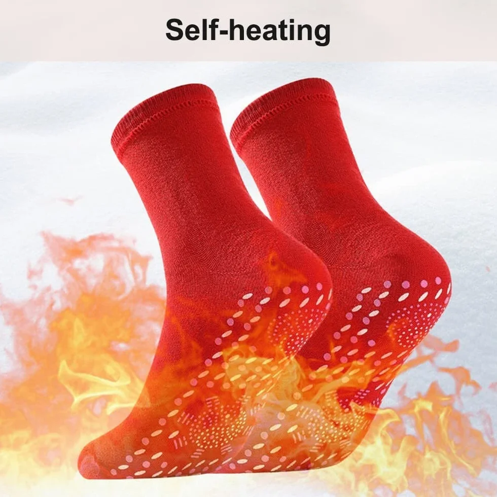 Calcetines calefactables, 3 pares de calcetines magnéticos, calcetines térmicos antideslizantes de invierno, calcetines de turmalina autocalentables para hombres y mujeres, montañismo, esquí,