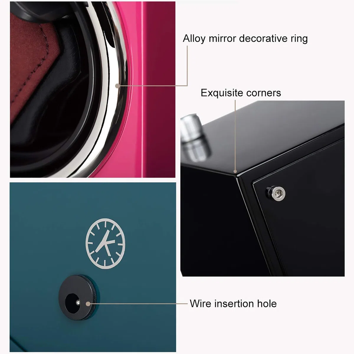Mini Reloj de 1 Ranura, agitador, Rosa, Azul, Negro, Relojes mecánicos, Soporte de exhibición de bobinado automático, portátil para el hogar (Caja de exhibición de Reloj)