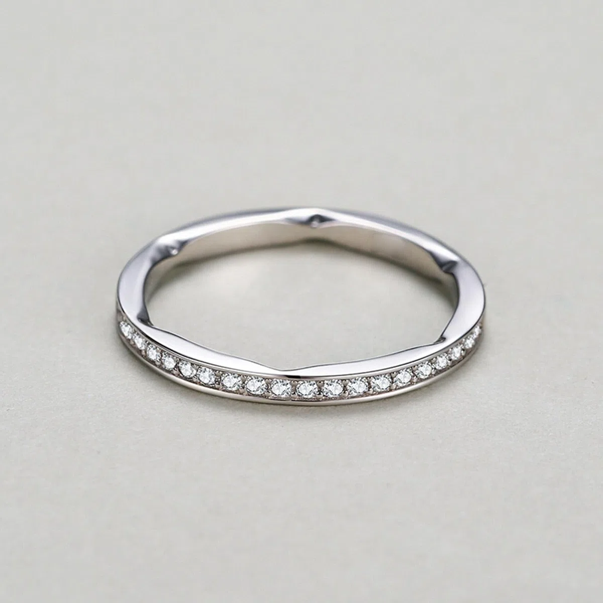 Anillo de oro blanco, diamante cultivado en laboratorio, anillos de compromiso, oro real, alianzas de media eternidad, anillo de oro para mujer