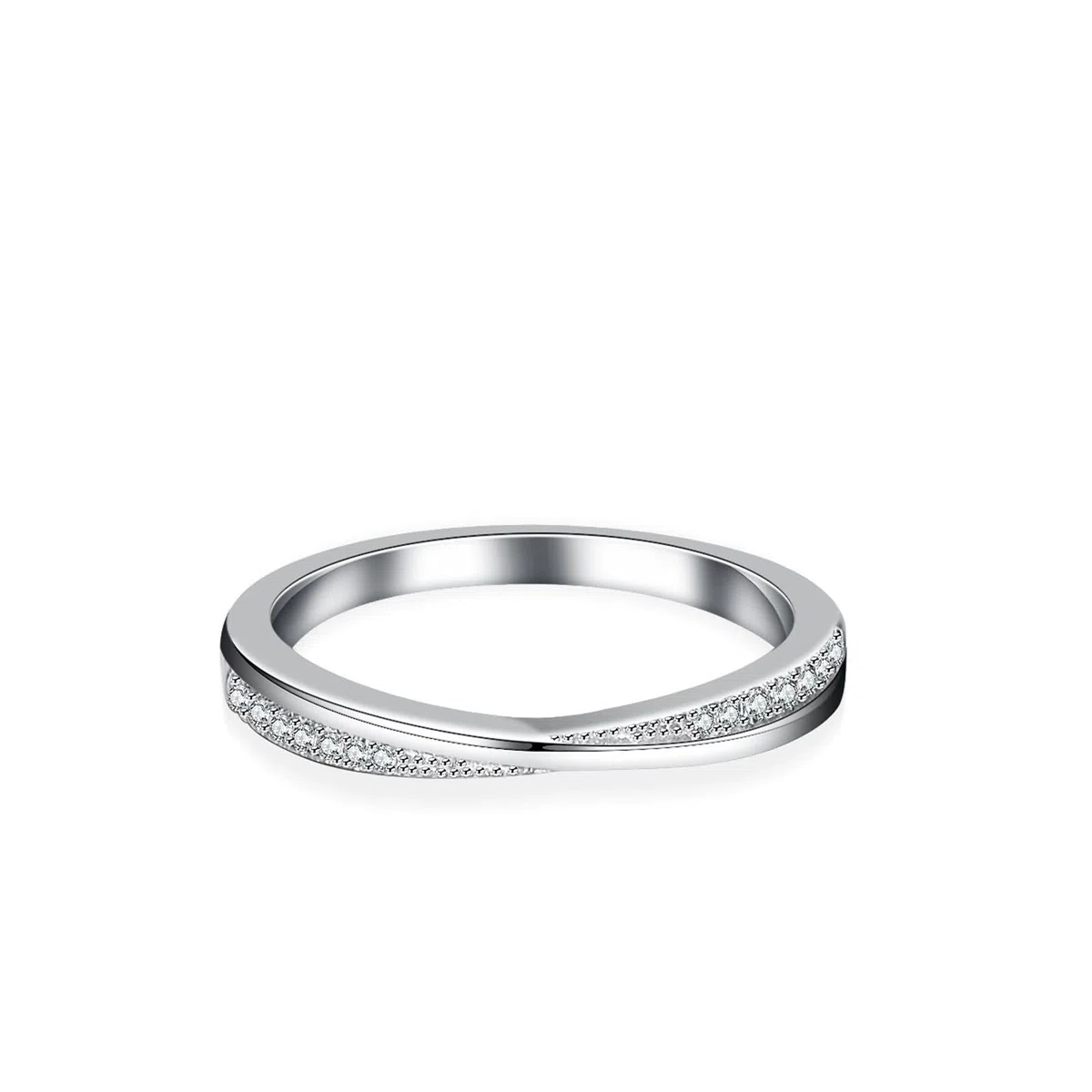 Anillo de oro para mujer, oro blanco, alianzas delicadas con diamantes, anillos de boda de oro auténtico para mujer