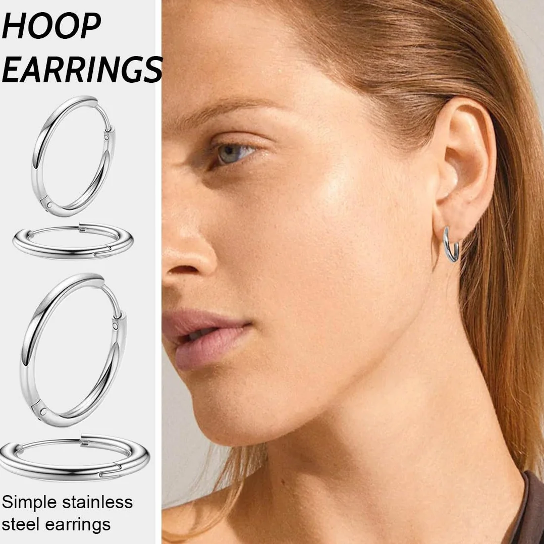 Aretes de Aro Acero Inoxidable para Mujer y Hombre