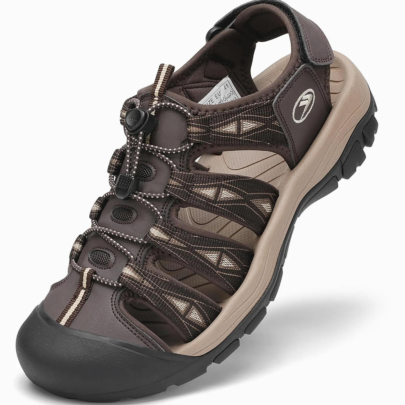 FLARUT Sandalias de Verano para Hombre Trekking Deportivas Punta Cerrada Zapatos de Senderismo Playa Correr Casual(Café Beige,41) | Punta cerrada,Suela de goma antideslizante,EVA Amortiguador,Correa tejida transpirable,Cierre autoadhesivo