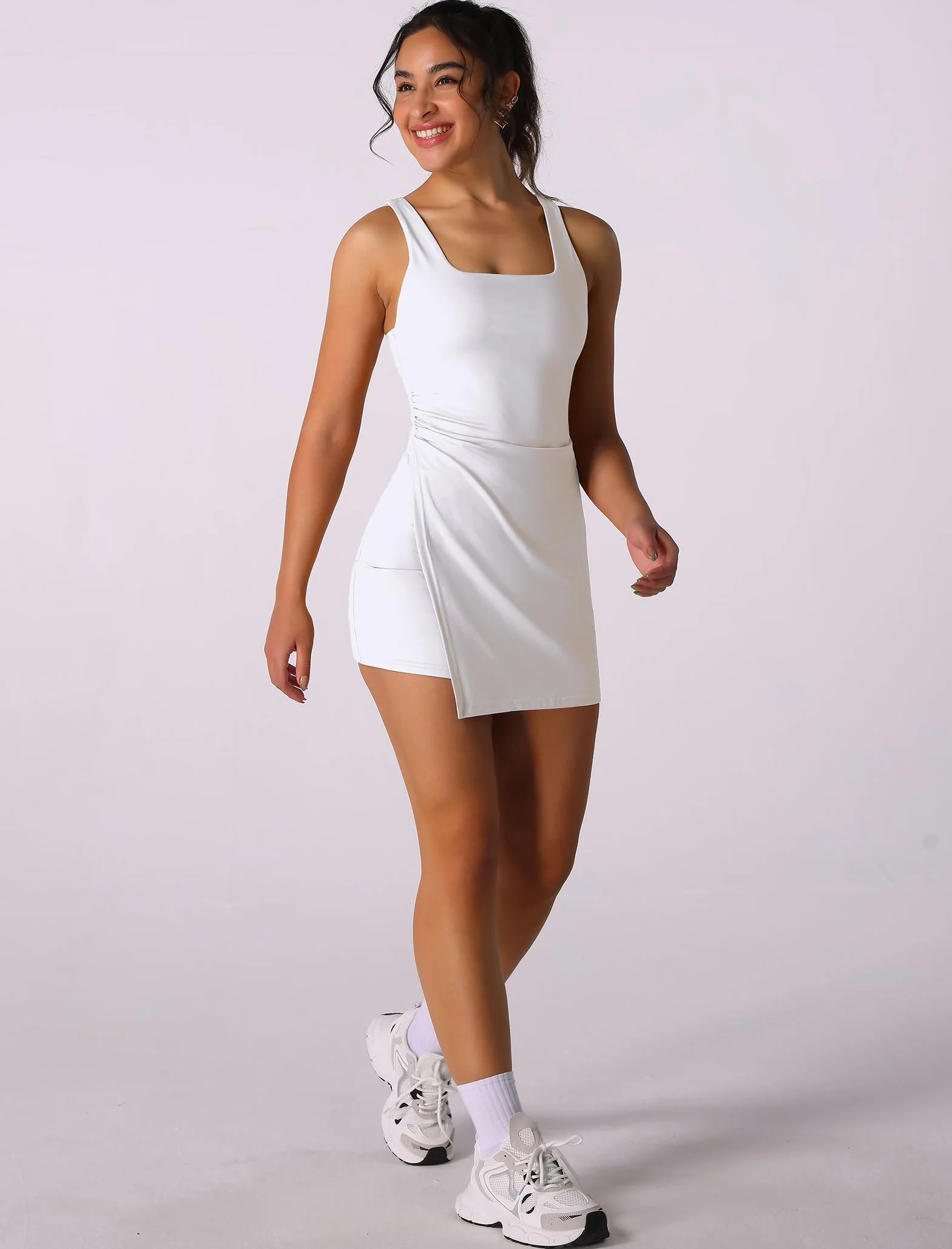 Vestido de tenis para mujer con sujetador sin mangas IDOPIP