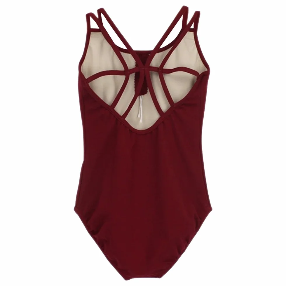 Leotardo de Ballet Mujer - Elegante Danza Ballet Maillot de Danza Gimnasia Leotardo Clásico Body de Ballet (Carmesí)