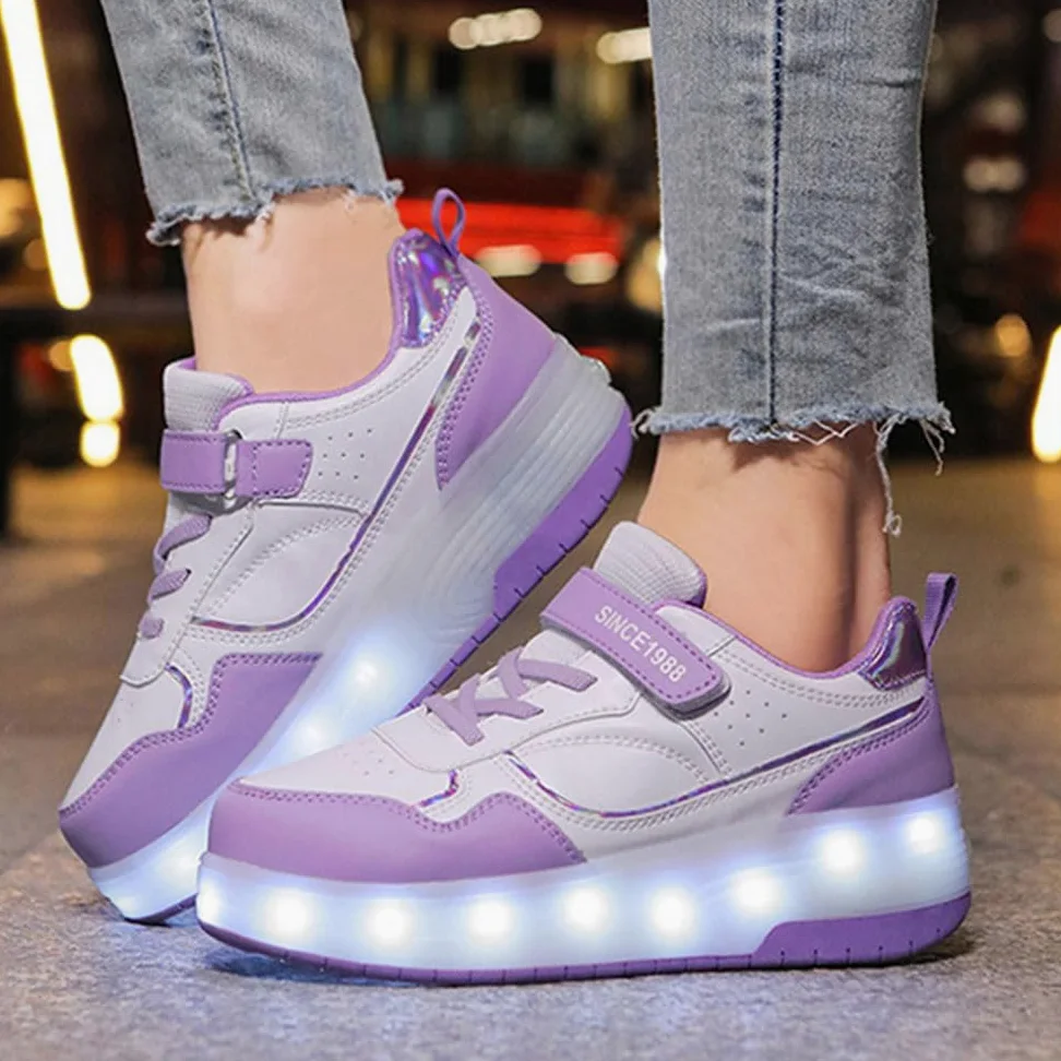 Hiseng Zapatillas con Ruedas Niña 29-40EU, Zapatos con Ruedas para Niñas Zapatillas con Ruedas Niño Zapatillas Patines Zapatos con Ruedas Zapatillas Ruedas Niña Multifuncionales Bambas con Ruedas