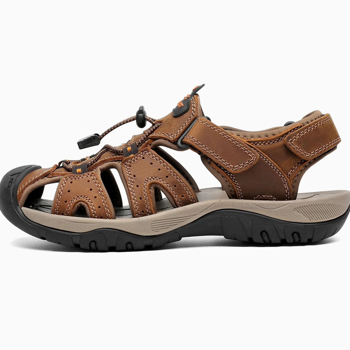FLARUT Sandalias Deportivas Hombres Verano Exterior Senderismo Zapatos Trekking Casual Zapatos de Montaña Cuero Sandalias de Playa | Cuero auténtico,Puntera cerrada,Suela de goma antideslizante,Entresuela ligera y amortiguadora de EVa,Cierre de ajustable