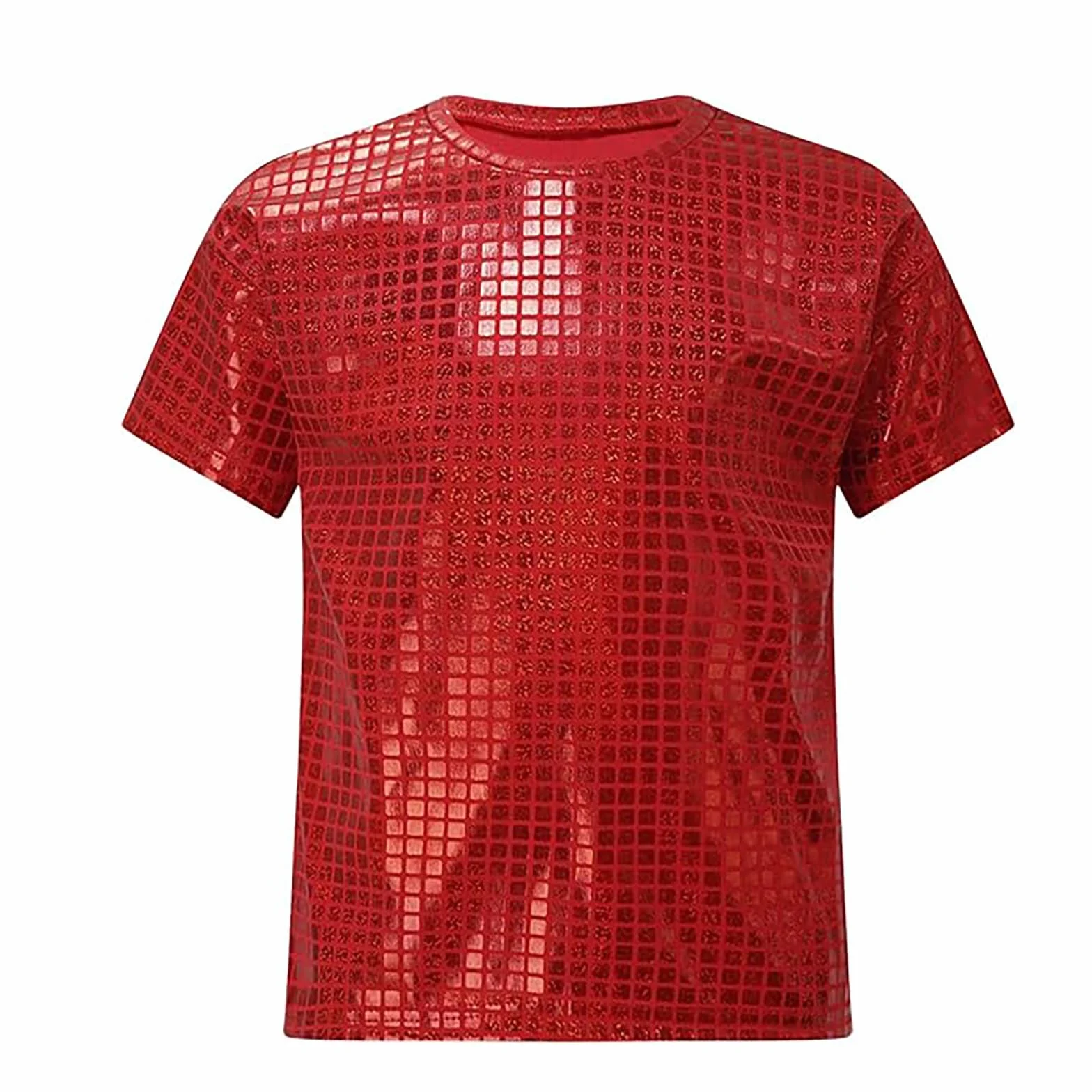 Camiseta Manga Corta Crop Top Brillante De Baile Lentejuelas Niñas Niños
