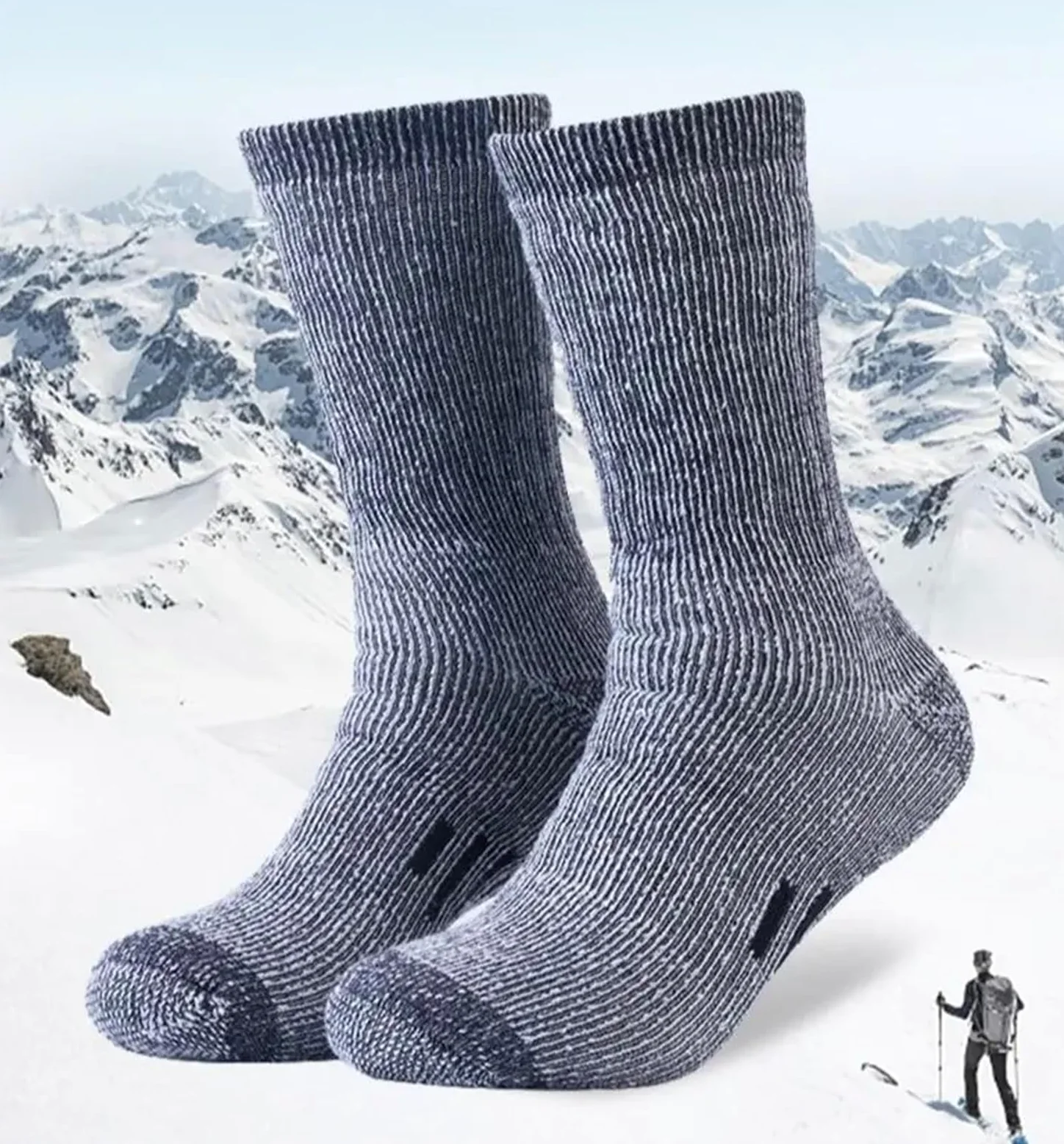 Calcetines de Lana for Hombre, Medias for Botas Senderismo, 80%, Calcetines térmicos más Gruesos, Deportes al Aire Libre, Ciclismo, esquí, Invierno